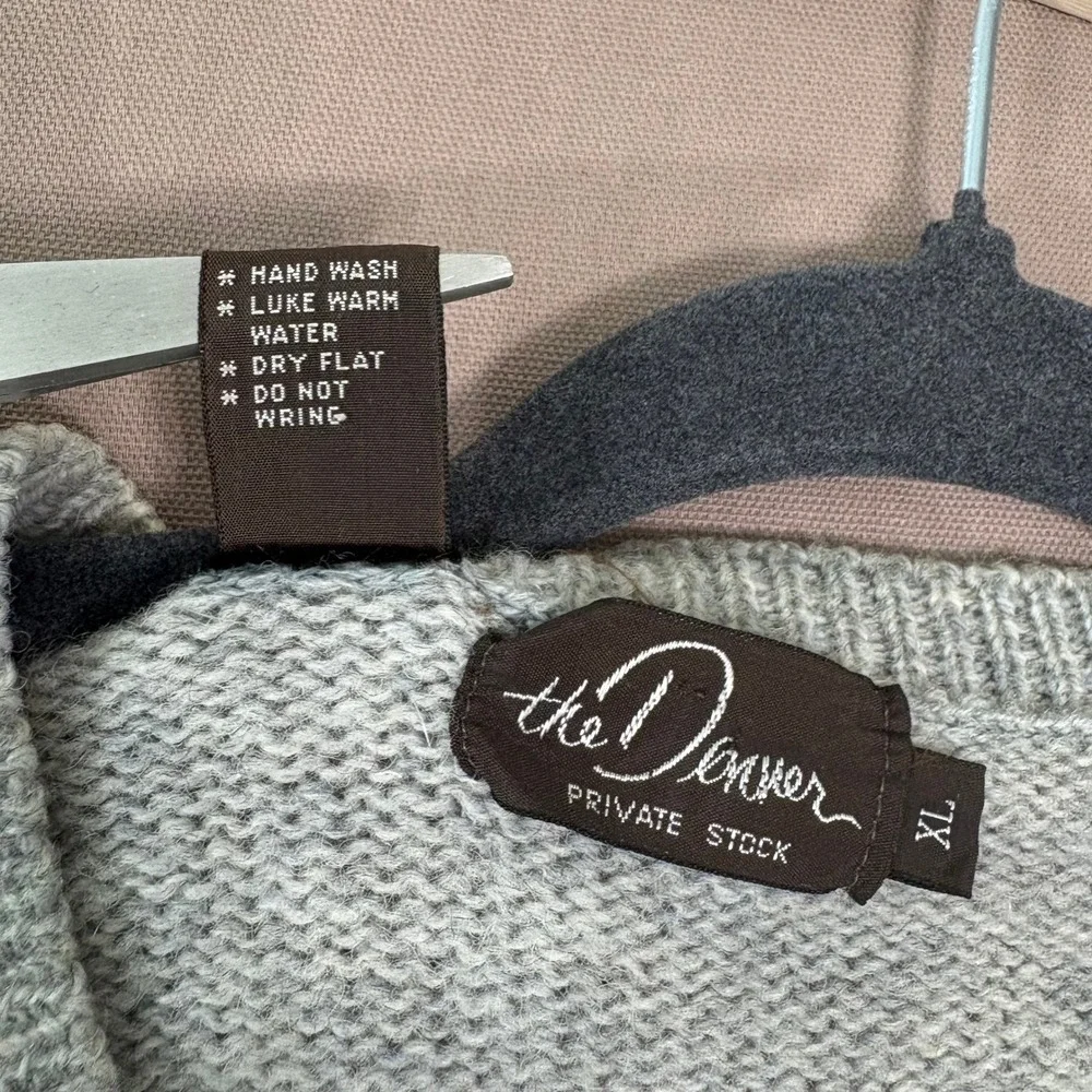 The Denver Sweater Vest Mens‎ XL Gray Fair Isle Private Stock Virgin Wool V-Neck